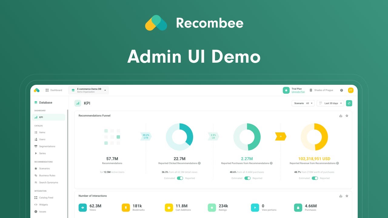 Recombee Admin UI Demo (E-commerce Sample Database)