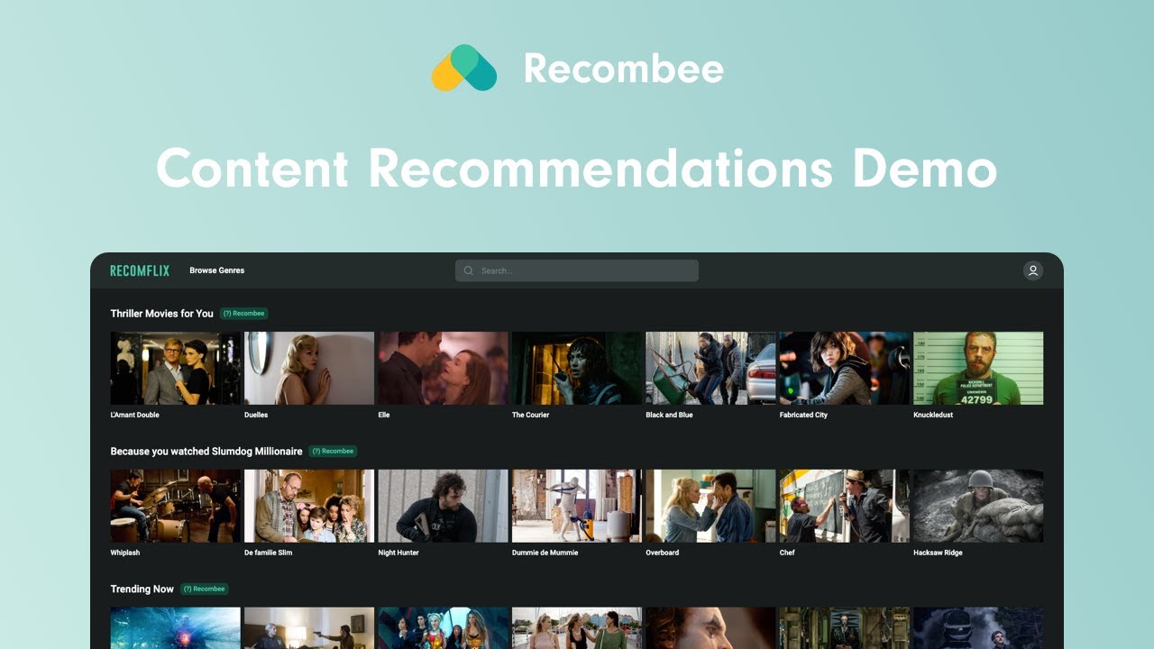 Recombee Content Recommendations - Demo Media Site Example